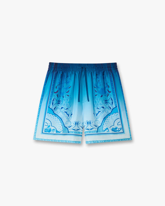 Blue Gradient Egyptian Rug Silk Shorts