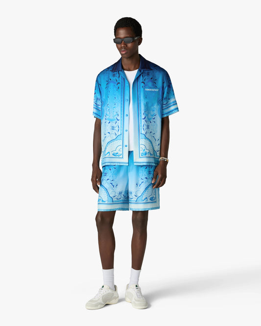 Blue Gradient Egyptian Rug Silk Shorts