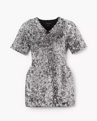 Sequin V-neck Knit Dress