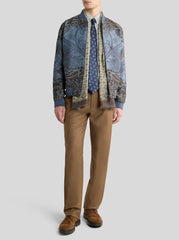 Wool-blend Jacquard Bomber Jacket With Placed Pegaso Motif