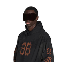 Crypto Hoodie Medium Fit In Black Faded