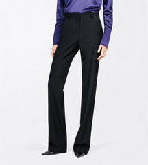 Sharp Grain De Poudre Tailored Straight Boyfriend Pants