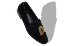 TUXIDO Black Velvet Tassel Loafers