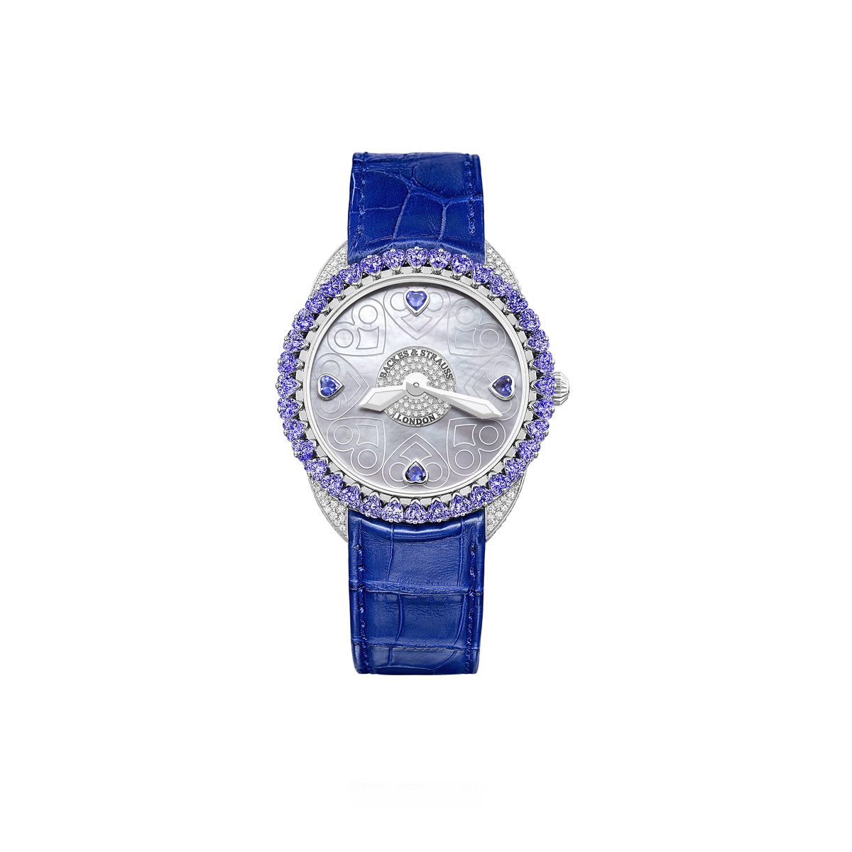 Queen of Hearts Blue Velvet 37 Luxury Diamond Watch