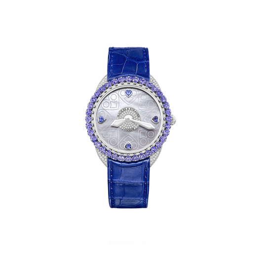 Queen of Hearts Blue Velvet 37 Luxury Diamond Watch