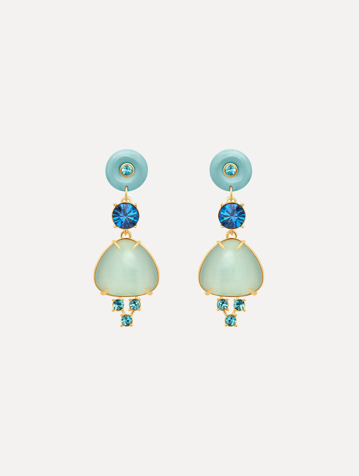 Cabochon Drop Crystal Earrings