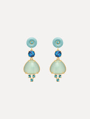 Cabochon Drop Crystal Earrings
