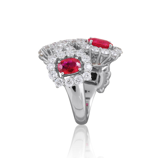 Chandelier diamond and ruby ring