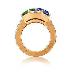 Xpandable™ diamond, sapphire and emerald ring