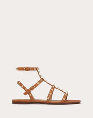 Rockstud Flat Calfskin Sandal With Straps