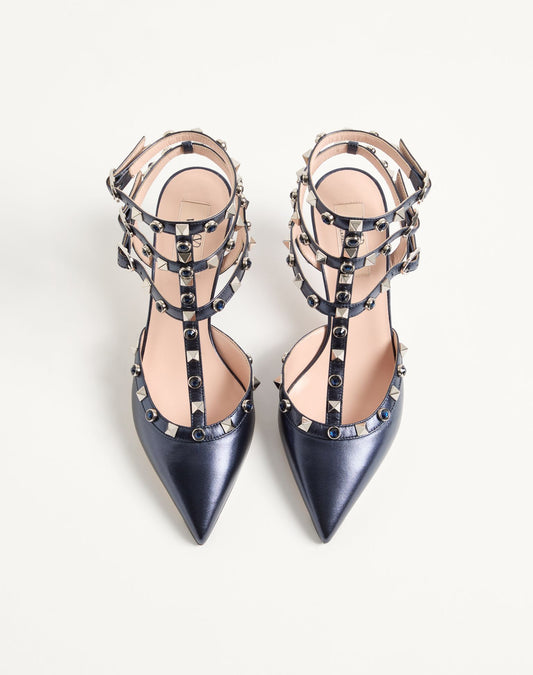 Rockstud Pumps In Laminated Nappa Leather With 65mm Cabochon