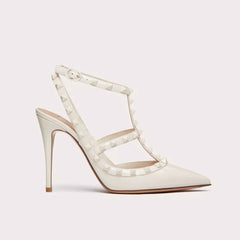 Rockstud Ankle Strap Patent-Leather Pump With Tonal Studs 100 Mm