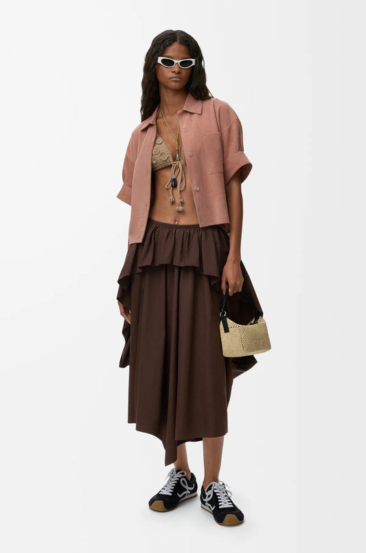 Short Sleeve Shirt In Suede Goatskin