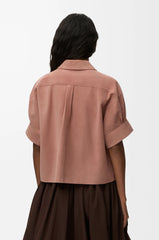 Short Sleeve Shirt In Suede Goatskin