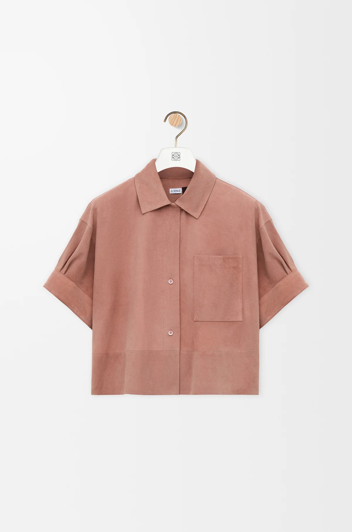 Short Sleeve Shirt In Suede Goatskin