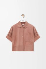 Short Sleeve Shirt In Suede Goatskin