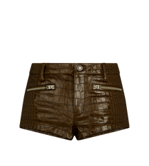 Embossed Leather Mini Shorts