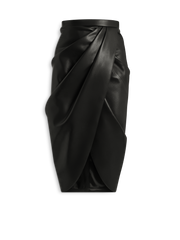 Draped Lambskin Midi Skirt