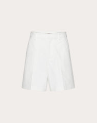 Stretch Cotton Canvas Shorts With Rubberized V-detail