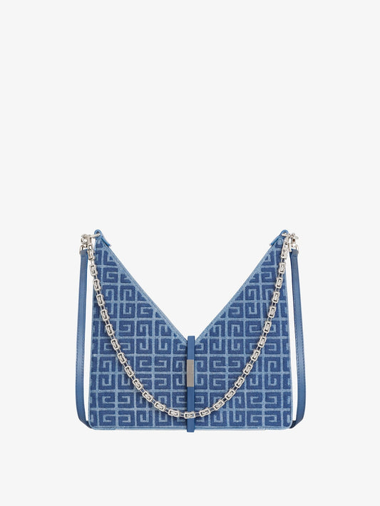 Small Cut Out Bag In 4g Denim With Chain