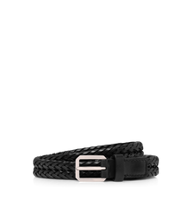 Woven Leather Beveled Buckle Belt