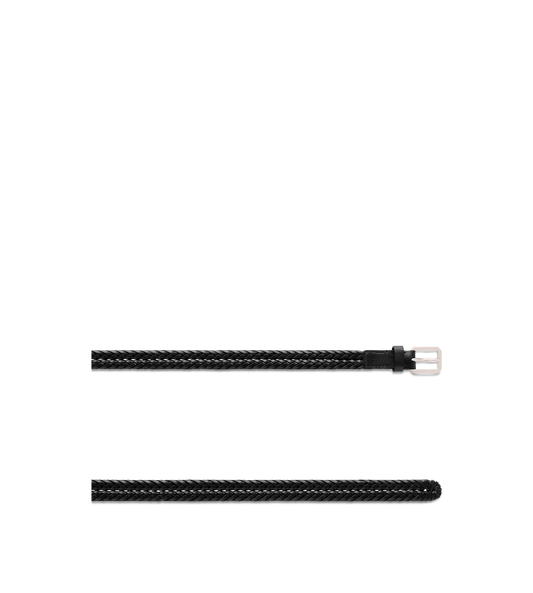 Woven Leather Beveled Buckle Belt