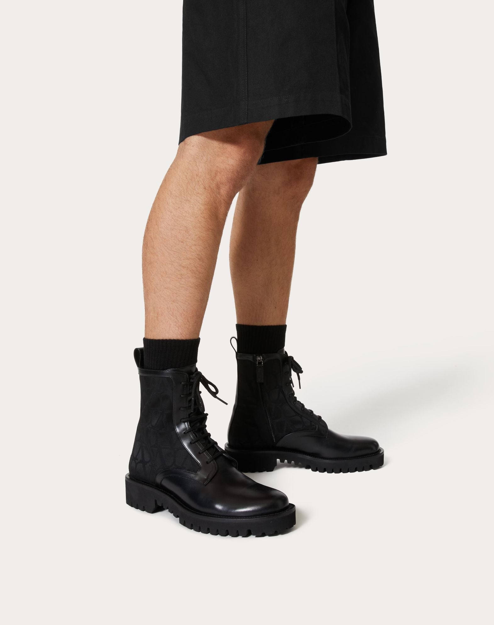 Toile Iconographe Combat Boot In Toile Iconographe Technical Fabric And Calfskin
