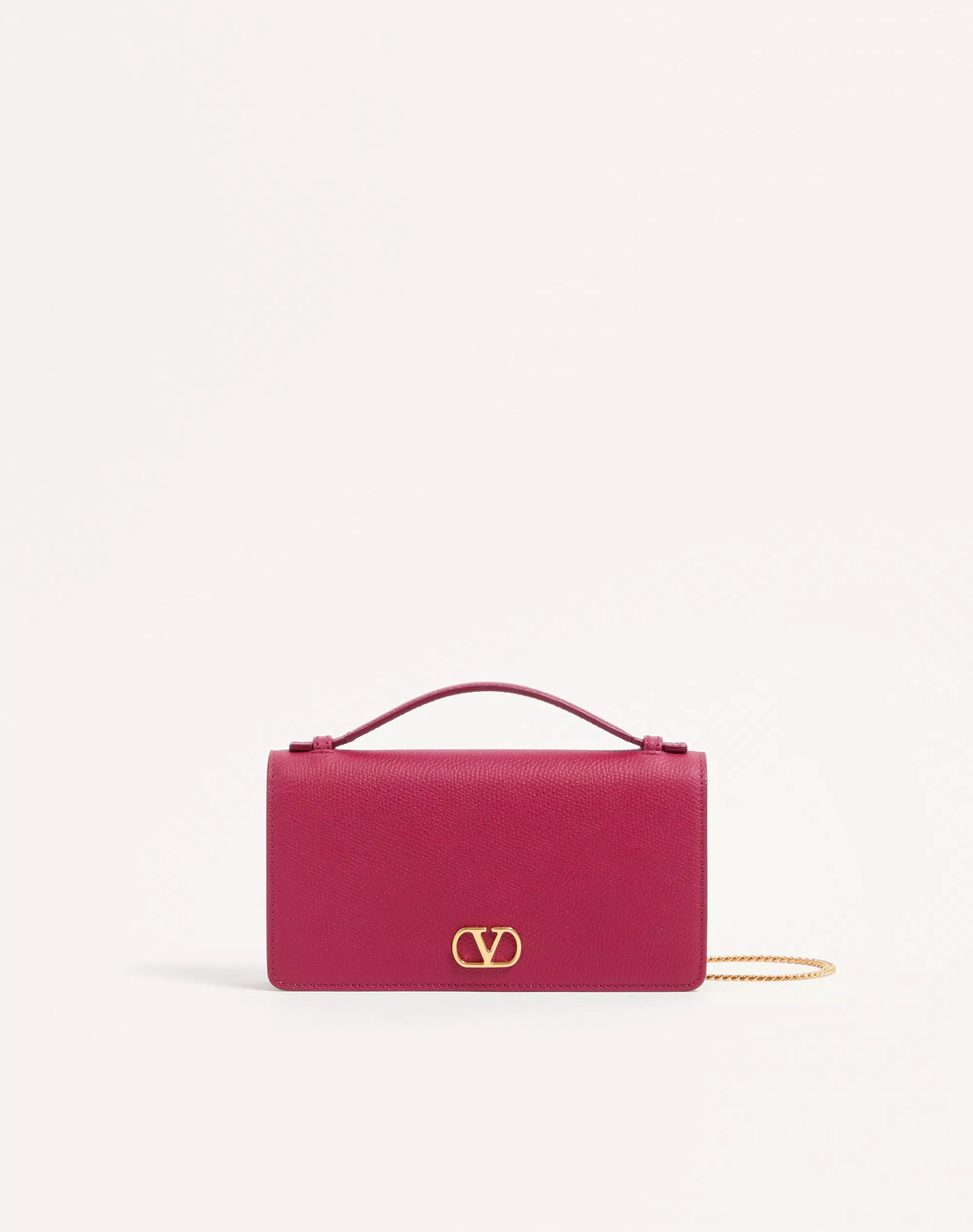 Vlogo Signature Grainy Calfskin Wallet With Chain
