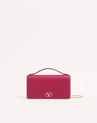 Vlogo Signature Grainy Calfskin Wallet With Chain