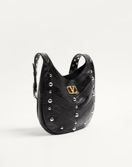 Valentino Garavani Hoboho Small Nappa Leather Hobo Bag With Chevron Pattern And Studs