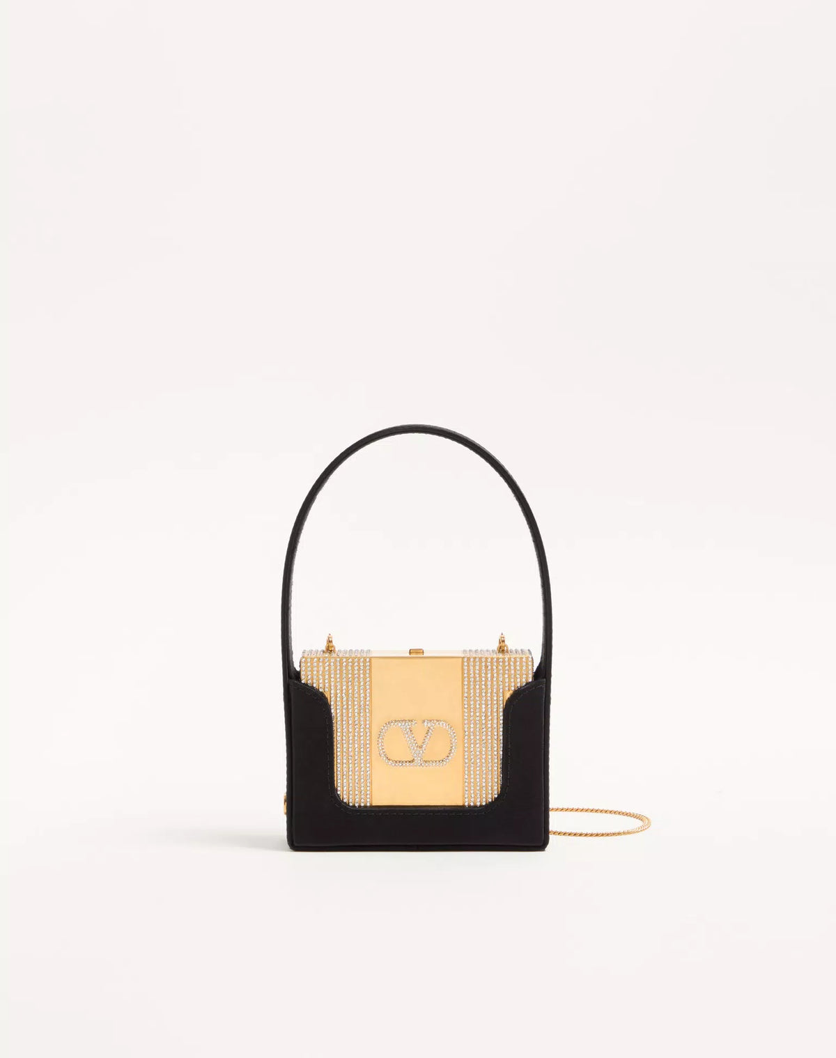 Valentino Garavani Minaumorphe Minaudière In Metal With Swarovski® Crystals And Satin Case