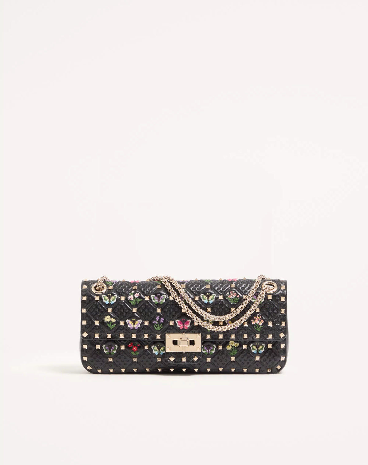 Valentino Garavani Rockstud Spike Medium Shoulder Bag in Embroidered Nappa Leather