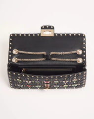 Valentino Garavani Rockstud Spike Medium Shoulder Bag in Embroidered Nappa Leather