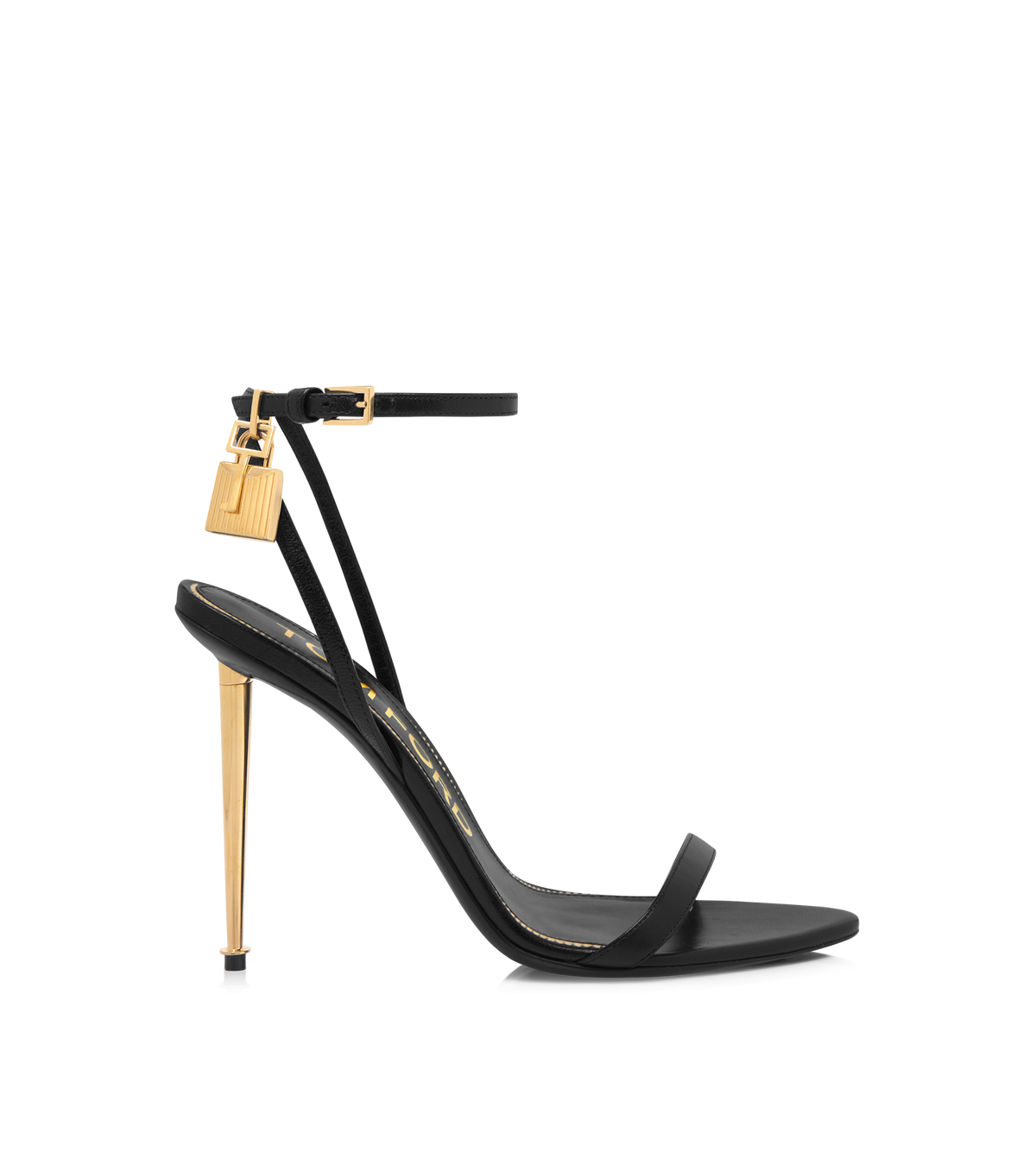 Shiny Leather Padlock Pointy Naked Sandal