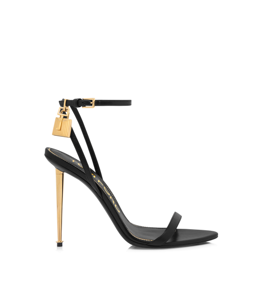Shiny Leather Padlock Pointy Naked Sandal
