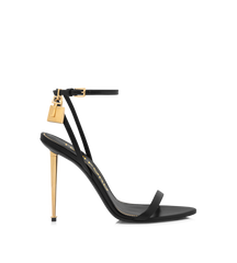 Shiny Leather Padlock Pointy Naked Sandal