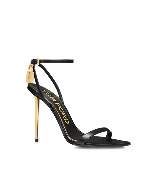 Shiny Leather Padlock Pointy Naked Sandal