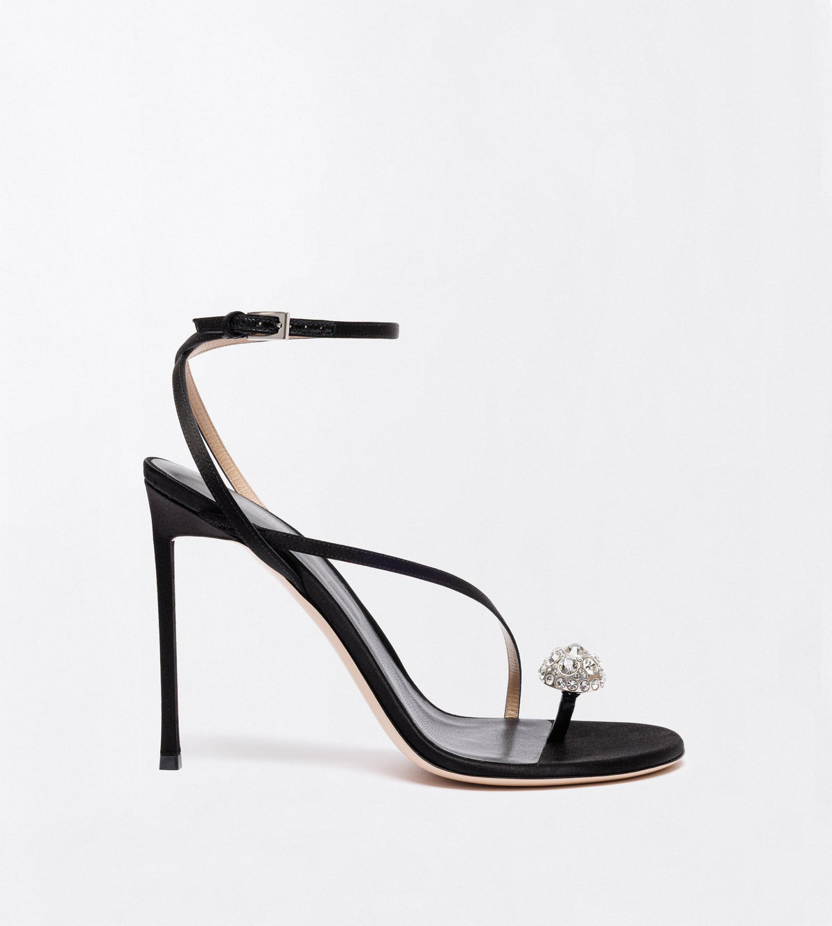 Satin And Crystal Stones Cassia Ankle Strap Sandal