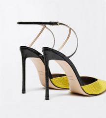 Crystal Stones And Stamped Crocodile Leather Selen Pump