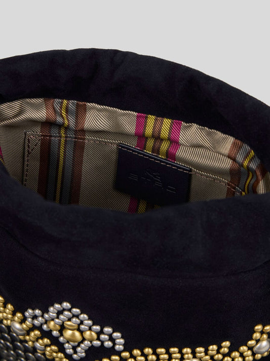 Small Suede Kalispera Bag With Studs And Fringes