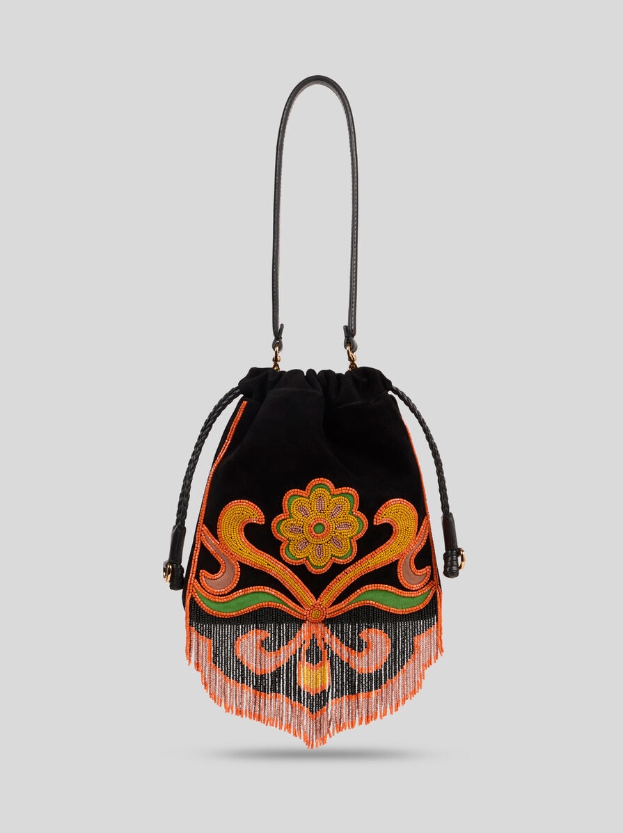 Small Suede Kalispera Bag With Beads And Fringes