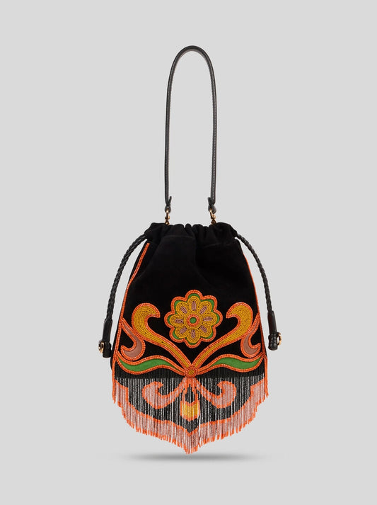 Small Suede Kalispera Bag With Beads And Fringes