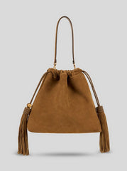 Medium Suede Kalispera Bag With Patch And Tassels