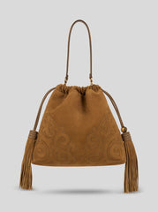 Medium Suede Kalispera Bag With Patch And Tassels