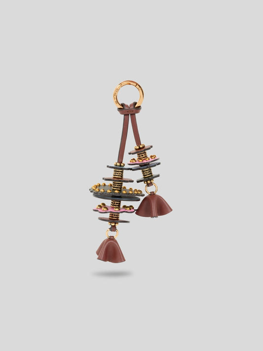 Leather Charm With Discs And Flowers