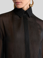 Silk Shirt With Ruffles And Pleating
