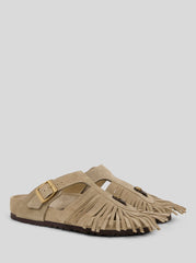 Birkenstock By Etro Suede Gizeh Sandals With Fringes