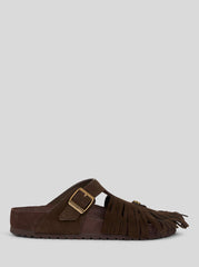 Birkenstock By Etro Suede Gizeh Sandals With Fringes