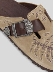 Birkenstock By Etro Embroidered Suede Boston Clogs