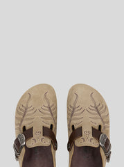 Birkenstock By Etro Embroidered Suede Boston Clogs